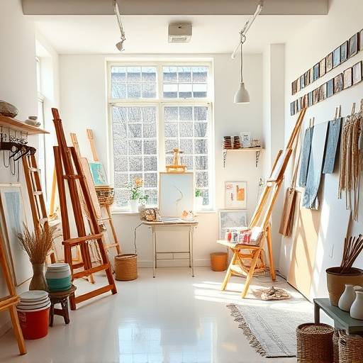 Art Studio D: A bright and spacious art studio with easels and art supplies.